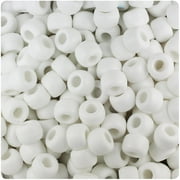 BeadTin White Matte 9mm Barrel Pony Beads (500pc)