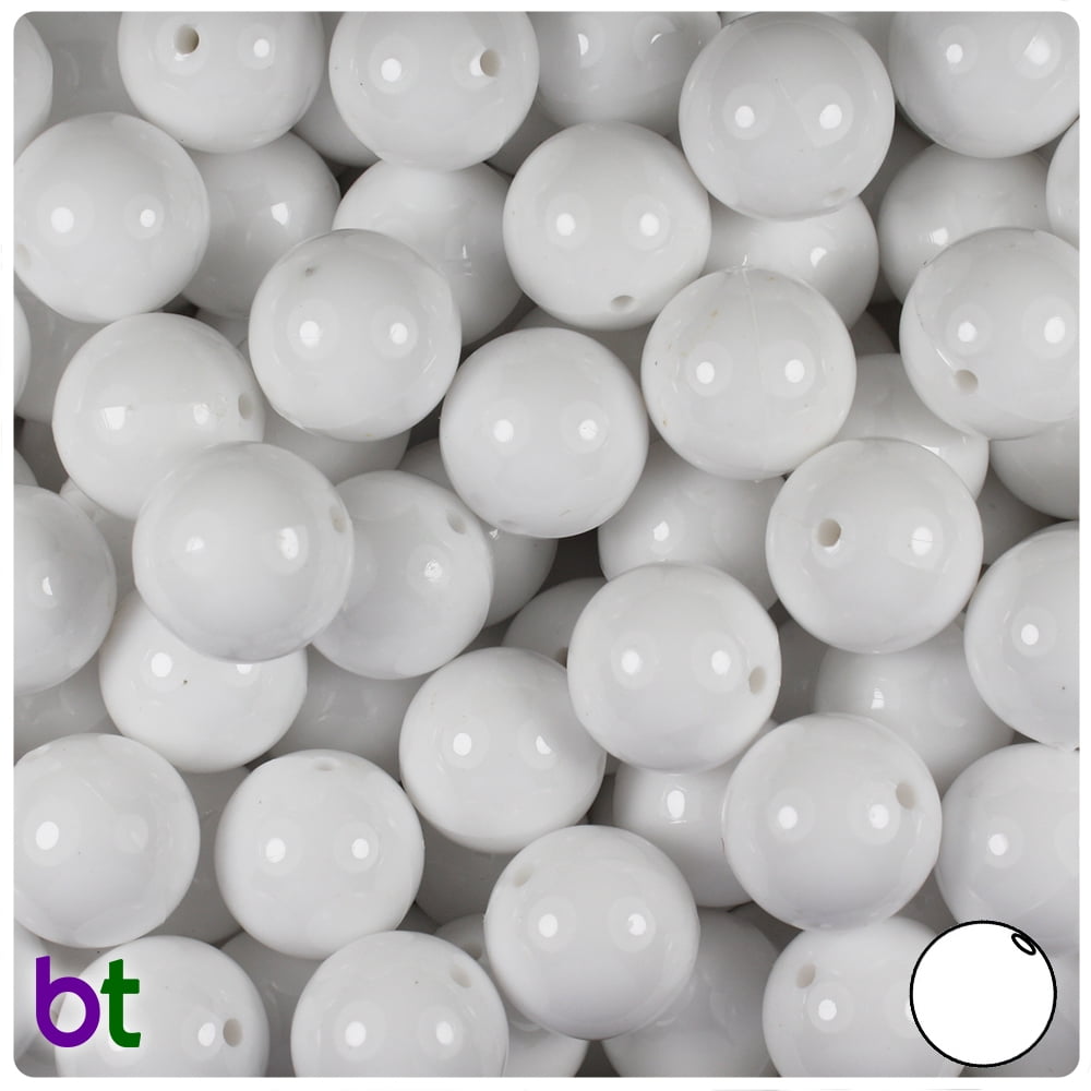 BeadTin White Opaque 14mm Round Plastic Beads (36pcs) - Walmart.com