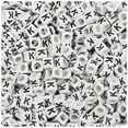thumbnail image 1 of BeadTin White Opaque 6mm Cube Plastic Alpha Beads - Black Letter K (80pcs), 1 of 1