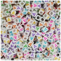 BeadTin White Opaque 6mm Cube Plastic Alpha Beads - Colored Letter A (80pcs)