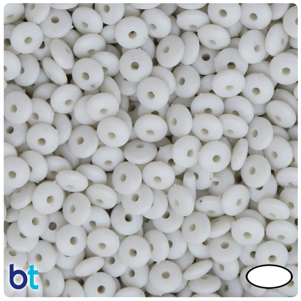 BeadTin White Opaque 7mm Rondelle Acrylic Beads (600pcs) - Walmart.com