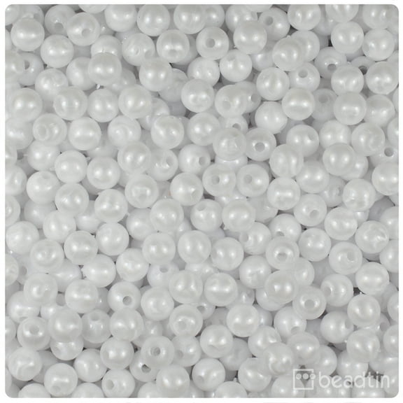 BeadTin White Pearl 6mm Round Craft Beads (500pcs)