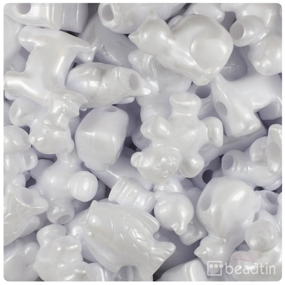 BeadTin White Pearl Pet Parade Pony Beads (2oz)
