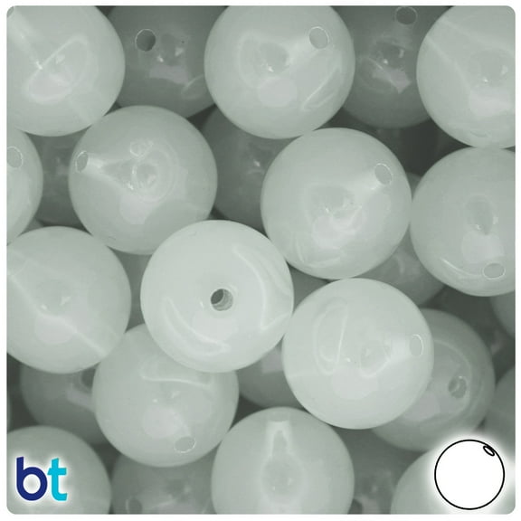 BeadTin White Translucent 20mm Round Plastic Craft Beads (10pcs)