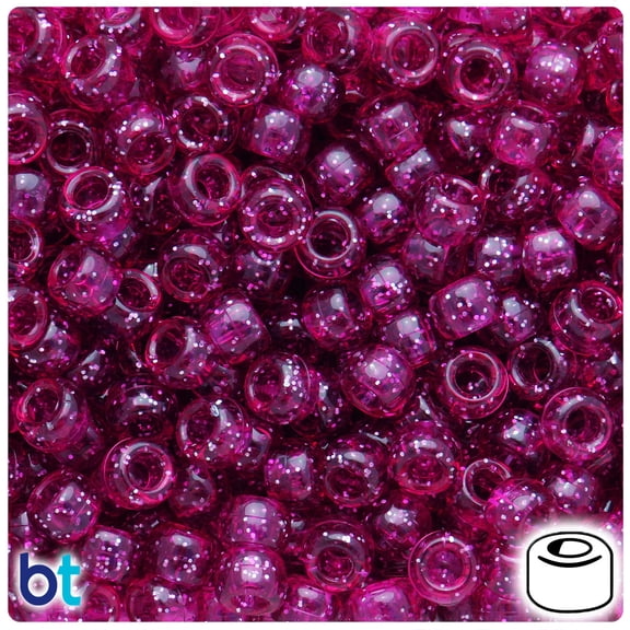 BeadTin Wine Sparkle 9mm Barrel Pony Beads (500pcs)