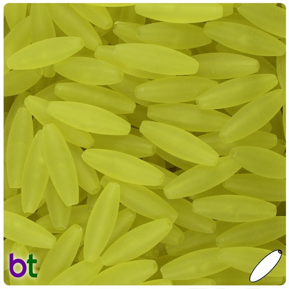 BeadTin Yellow Frosted 19mm Spaghetti Plastic Beads (150pcs)