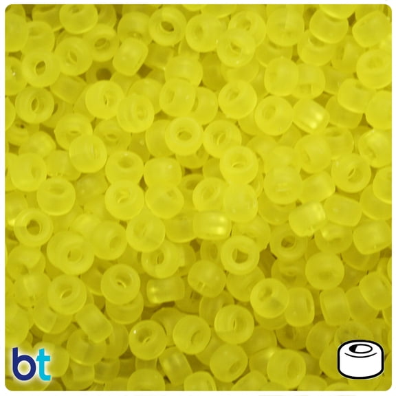 BeadTin Yellow Frosted 6.5mm Mini Barrel Pony Beads (1000pcs)