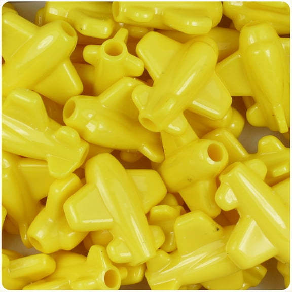BeadTin Yellow Opaque 25mm Airplane Pony Beads (24pcs)