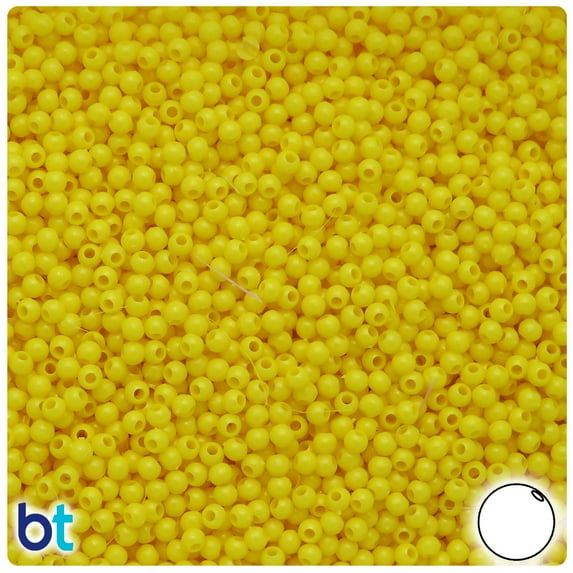 BeadTin Yellow Opaque 3mm Round Plastic Beads (2500pcs)