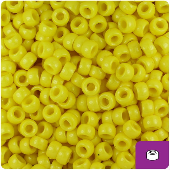 BeadTin Yellow Opaque 6.5mm Mini Barrel Pony Beads (1000pcs)