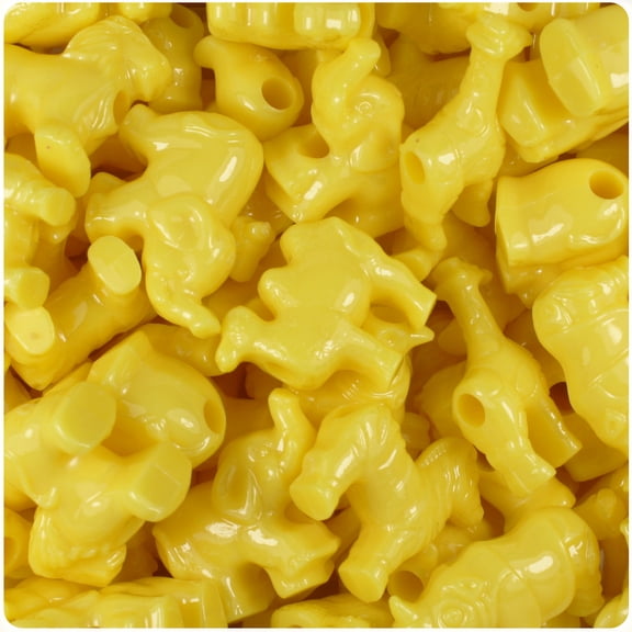 BeadTin Yellow Opaque Safari Animal Pony Beads (2oz)