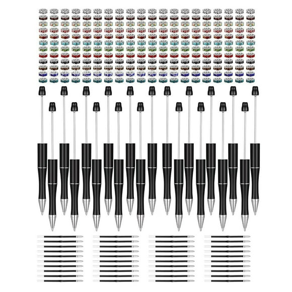 Beadable Ballpoint Pen Bead Rollerball Pen Plastic DIY Ink Pens Beaded Pens Gift