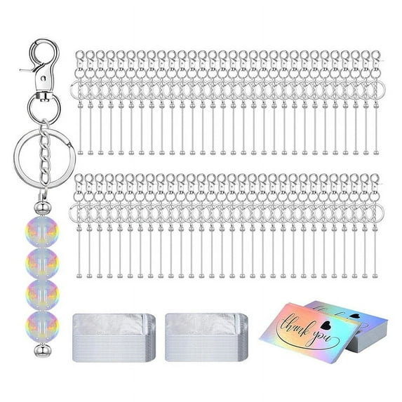 Beadable Keychain Bars Bulk Blank Cute Keychains Bar for Beads Purse Women Man,Beadable