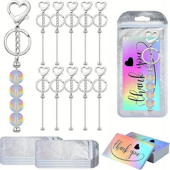 Beadable Keychain Bars for Keychain Making Metal Beaded Keychain for Jewelry Making Gift Pendant DIY Crafts