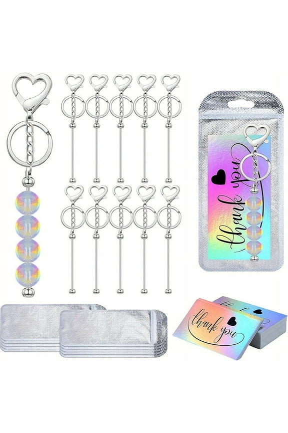 Beadable Keychain Bars for Keychain Making Metal Beaded Keychain for Jewelry Making Gift Pendant DIY Crafts