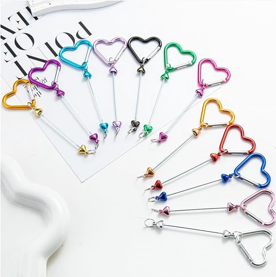 Beadable Keychain Colorful Triangle Shaped Blank Bar with Snap Hook for ...
