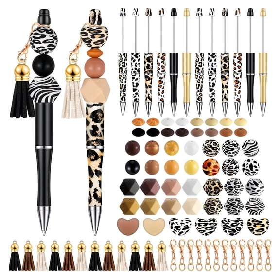 Beadable Pen Leopards Print Beaded Pen Beadable Ballpoint Pen Smooth Writing Pen Crafting Pen for Student