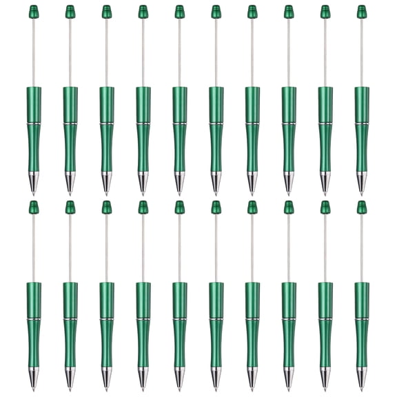 Uxcell Beadable Pens 20 pack Black Ink Plastic Bead Pen Creative DIY Ballpoint Pens for Teacher Office DIY Crafts Party Decorations Handmade Supplies, Emerald Green