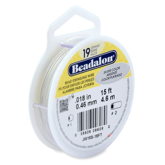 Beadalon 19 Strand Bead Stringing Wire - Silver - 0.018"