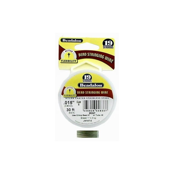 Beadalon 19 Strand Bright Bead Stringing Wire - 0.15" - 30 ft.