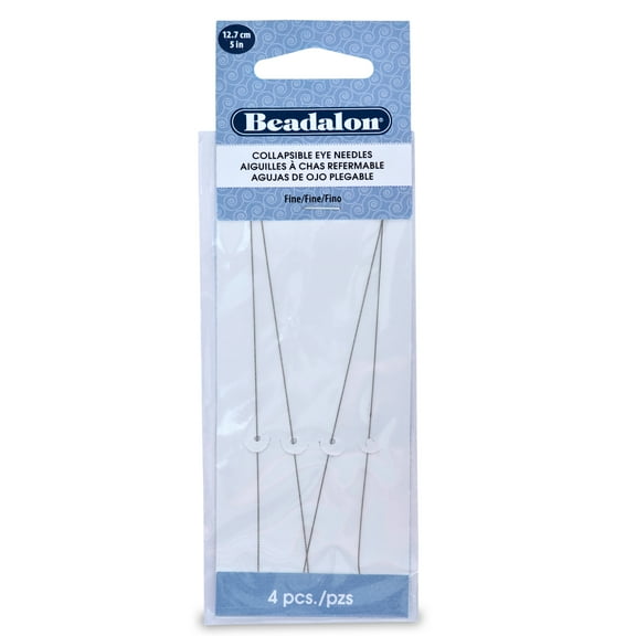 Beadalon Collapsible Eye Needles 5" 4/Pkg-Fine