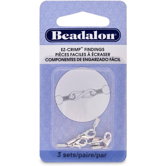 Beadalon EZCrimp Lobster Nickel Free Silver, Plated, 3Set