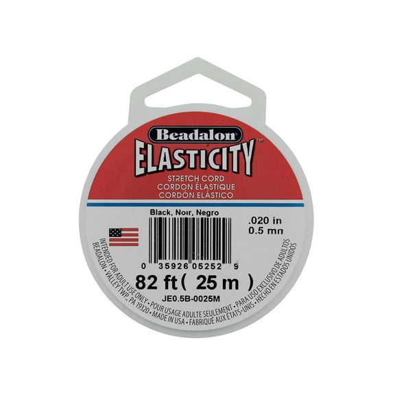 Beadalon Elasticity Pkg .5mm Black 25M