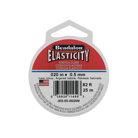 Beadalon Elasticity Pkg .5mm Satin Silver 25M