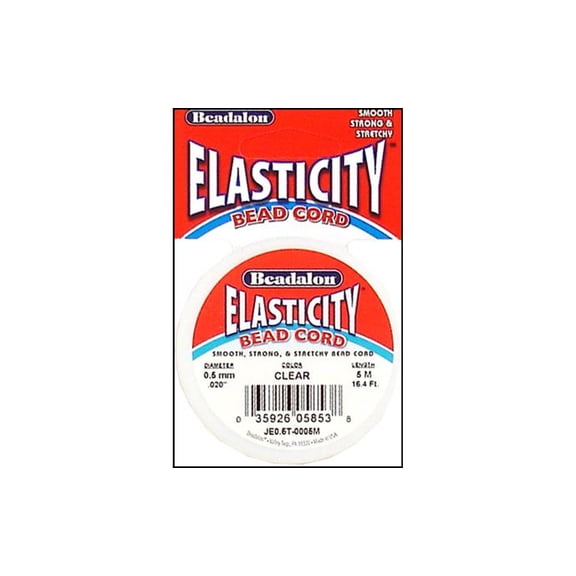 Beadalon Elasticity Stretch Cord - 0.5 mm x 16-2/5 ft, Clear