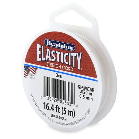 Beadalon Elasticity Stretch Cord - 0.5 mm x 16-2/5 ft, Clear