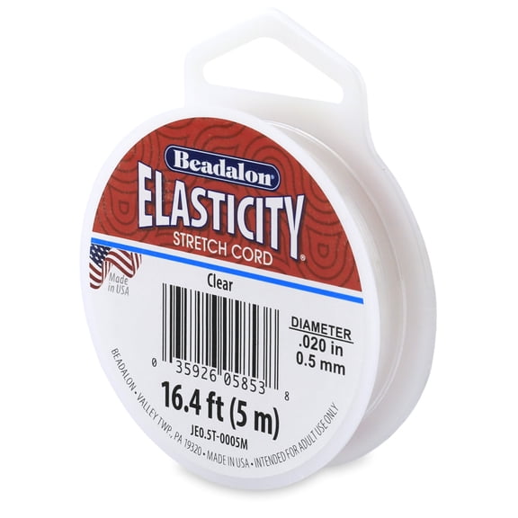 Beadalon Elasticity Stretch Cord - 0.5 mm x 16-2/5 ft, Clear