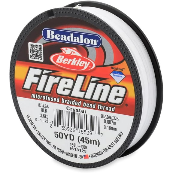 Beadalon FireLine Beading Thread by Berkley, 0.007", Break Strength 8 lb, Crystal, 50 yd