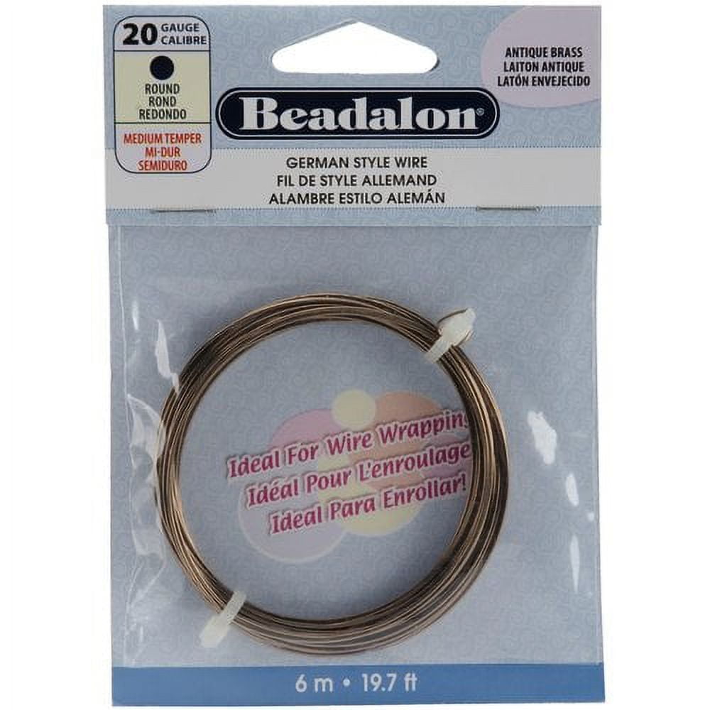  Beadalon German Style Wire for Jewelry Making, Round, Silver  Plated, 18 Gauge, 13 ft