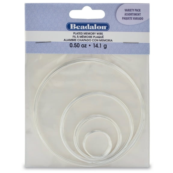 Beadalon Plated Memory Wire - Assorted Sizes, Silver Plated, 1/2 oz