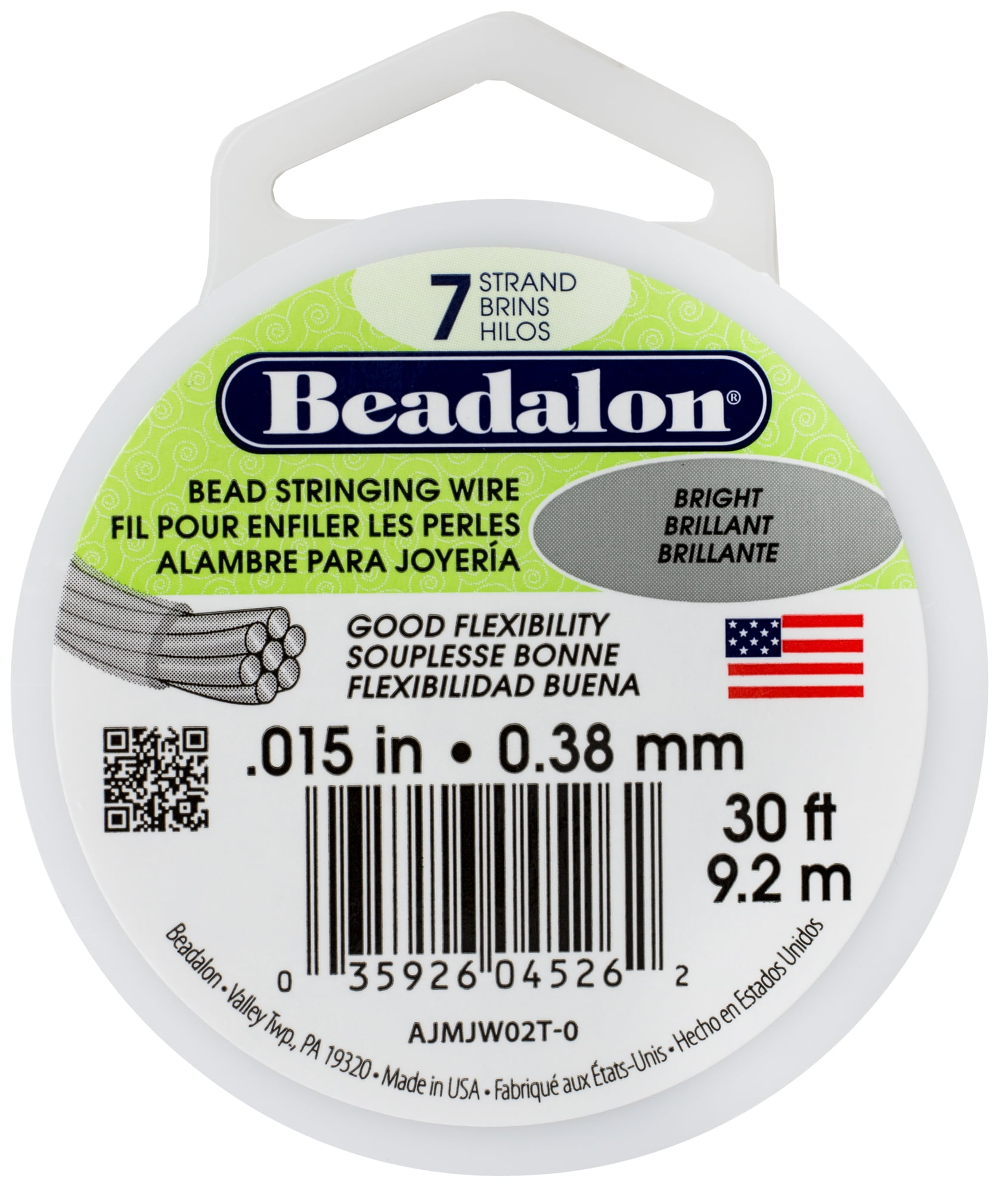 Beadalon 7 Strand Bead Stringing Wire, 024 in / 0.61 mm, Silver Color, 1000  ft / 305 m