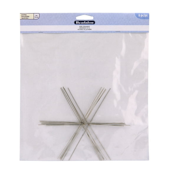 Beadalon Ornament Wire Form 6" 0.8mm Diameter 6/Pkg-Snowflake