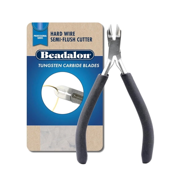 Beadalon Professional Series Tungsten Carbide Jaw Hard Wire Semi-Flush Cutter, Dark Blue Vinyl-Free Grips, Stainless Steel, cuts up to 14 gauge Wire, 5.75 in