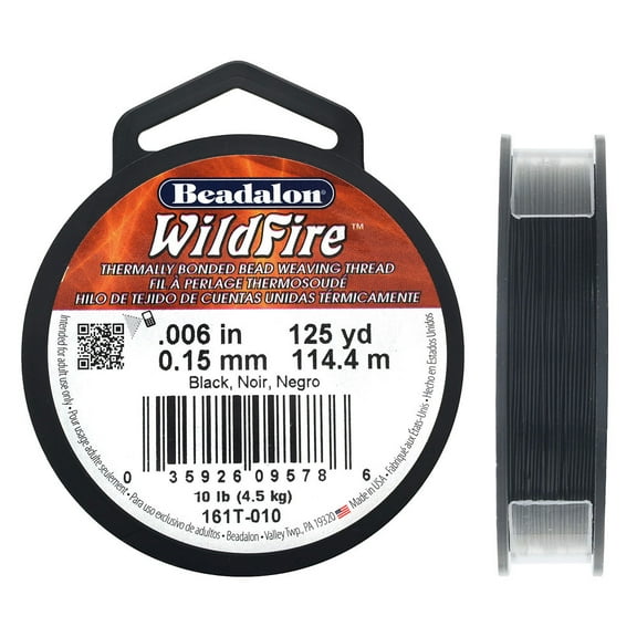 Beadalon Wildfire.006 in, 0.15 mm, Break Strength 10 lb / 4.5 kg, Black, 125 yd / 114 m