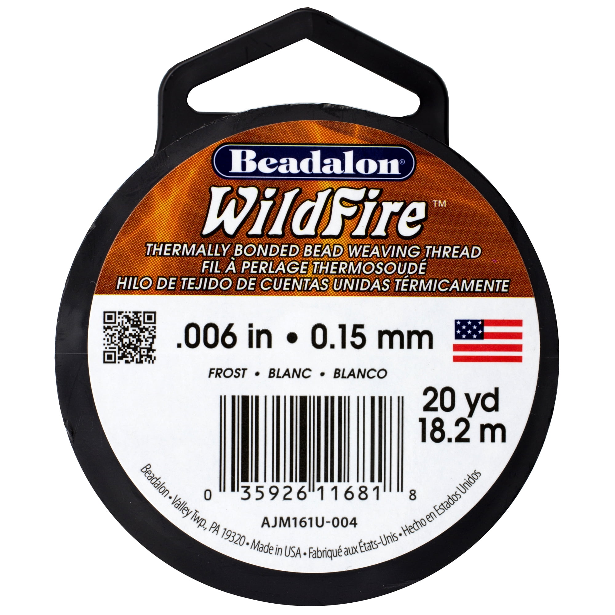 WILDFIRE, Black or White, 50 Yard Spool with hanging clip, Beadalon 0.006  Diameter Weaving Thread