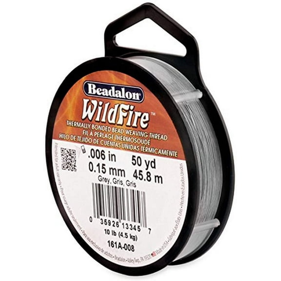Beadalon Wildfire Stringing Thread .006"X50yd, Grey