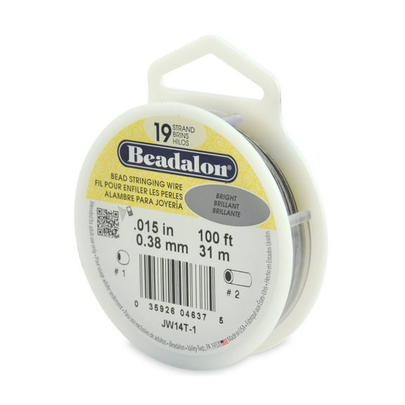 Beadalon Wire .015" 100ft Bright Silver Color 19 Strand