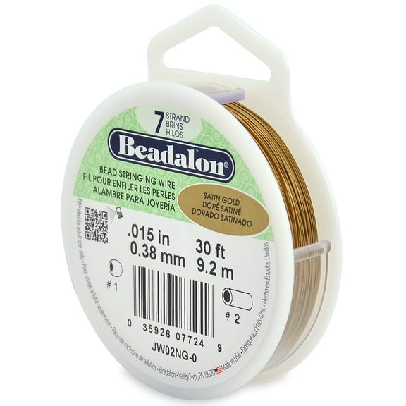 Beadalon Wire .015" 30ft Satin Gold 7 Strand