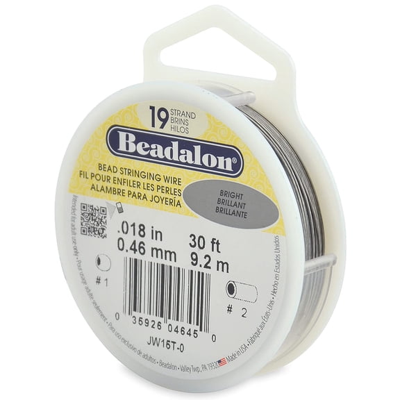 Beadalon Wire .018" 30ft Bright Silver Color 19 Strand