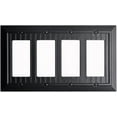 thumbnail image 1 of Beadboard Outlet Covers Wall Plates, Bamboo Fiber Light Switch Covers, Natural Material Electric Receptacle Decorative Switch Plate Outlet Cover (Matte Black, 4 Gang Decorator 1 Pack), 1 of 7