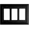 thumbnail image 1 of Beadboard Outlet Covers Wall Plates, Bamboo Fiber Light Switch Covers, Natural Material Electric Receptacle Decorative Switch Plate Outlet Cover (Matte Black, 3 Gang Decorator 1 Pack), 1 of 7