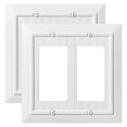 thumbnail image 1 of Beadboard Outlet Covers Wall Plates, Bamboo Fiber Light Switch Covers, Natural Material Electric Receptacle Decorative Switch Plate Outlet Cover Pure White (2 Gang Decorator 2 Pack), 1 of 7