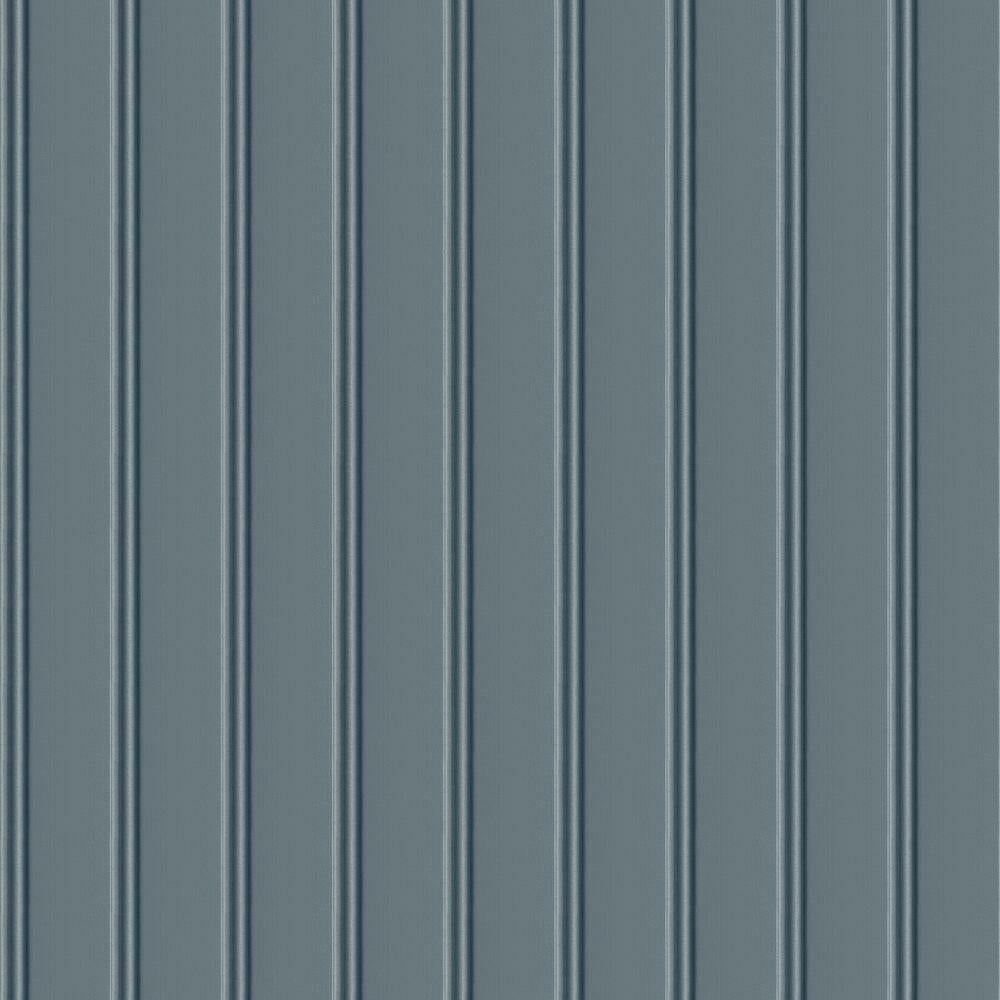 Navy Blue Wood Look Beadboard Peel and Stick Wallpaper