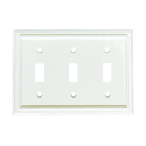 Wall Plates, Duplex Outlet Covers, Toggle Light Switch Plates, Decorator Light Switch Cover, Bamboo Fiber Material Wall Plate, Standard Size Wall Plates of various styles, White (3 Gang Toggle 1 Pack