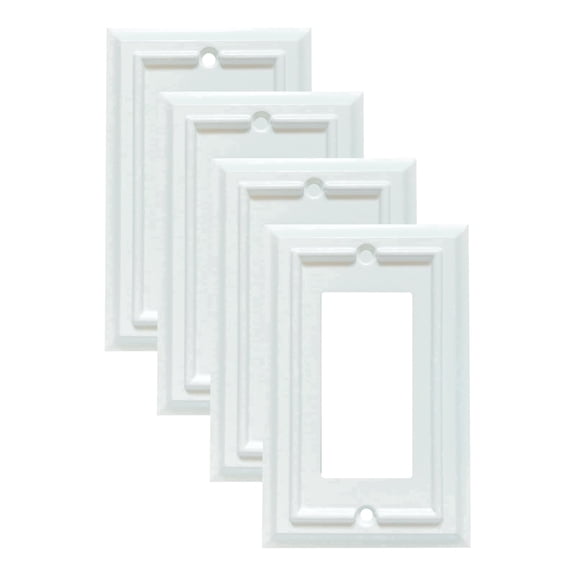 Wall Plates, Duplex Outlet Covers, Toggle Switch Plates, Decorator Light Switch Cover, Bamboo Fiber Material Wall Plate, Standard Size Wall Plates of various styles, White (1 Gang Decorator 4 Pack)