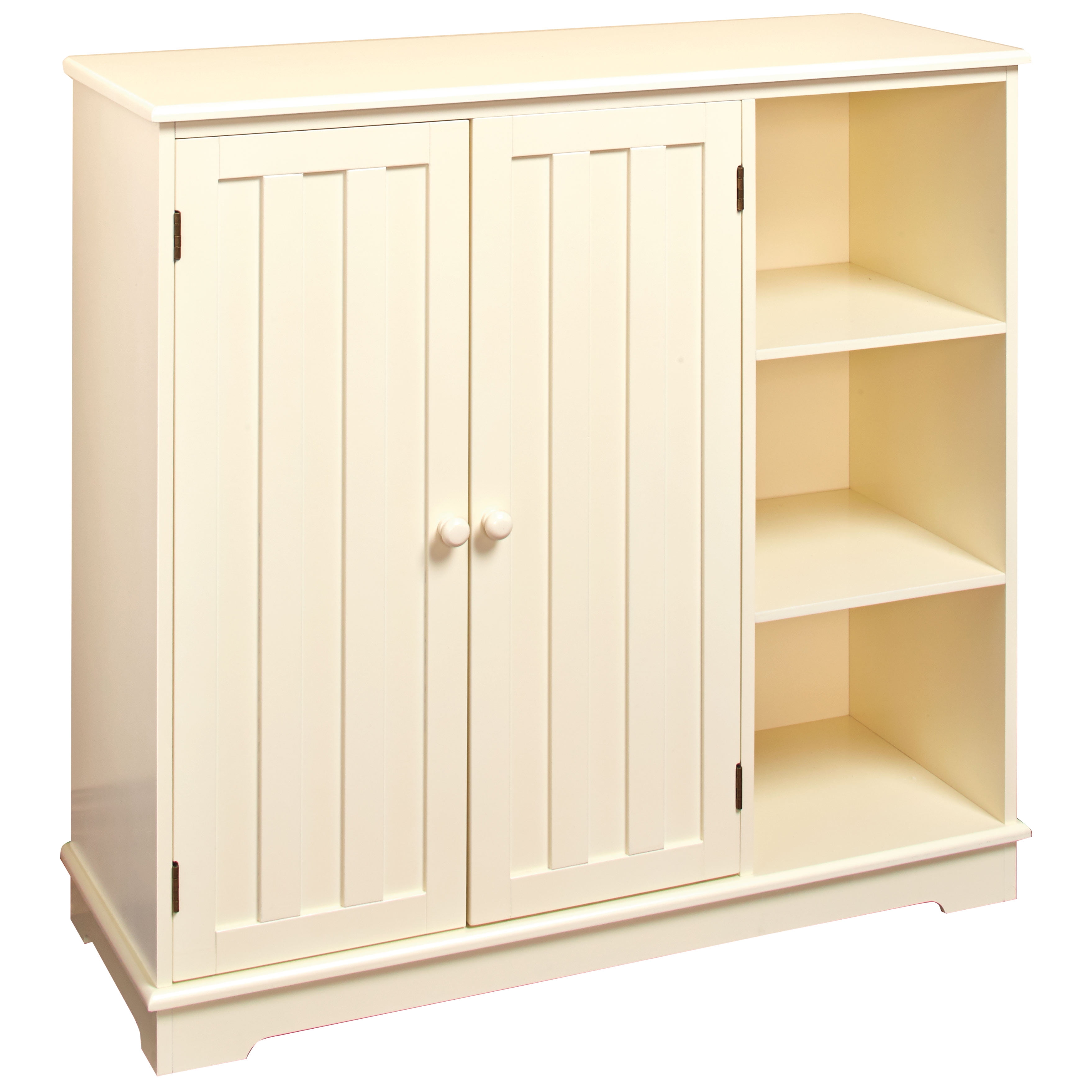 Cream Engineered Wood Freestanding Sideboard Cabinet with Shelves